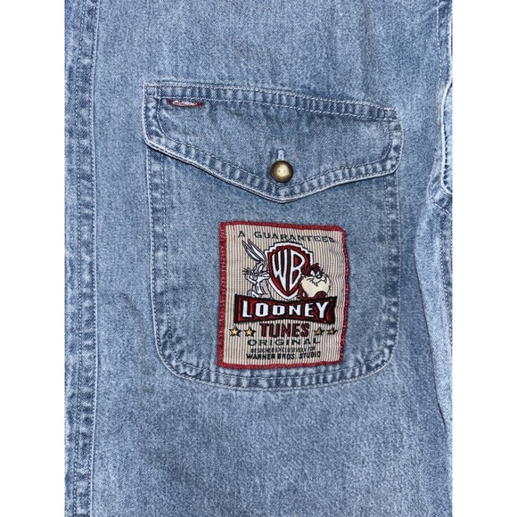 Warner Bros  Looney Tunes Long Sleeve Button Up, sz XS Bugs Bunny Taz VTG 90s - Picture 9 of 11